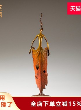 《丰收女王》铜金岁n月全黄铜摆件工艺品铜器新中式办公室桌面装