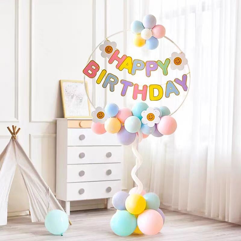 儿童周岁生日派对气球装饰创意场景布置发光圆环立U柱氛围开业地