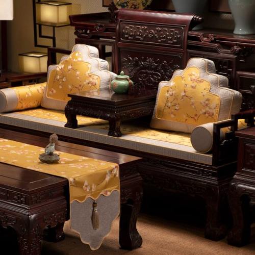 新中式罗汉床垫子沙发坐垫刺绣防滑沙发垫家用海绵乳胶垫加厚定制