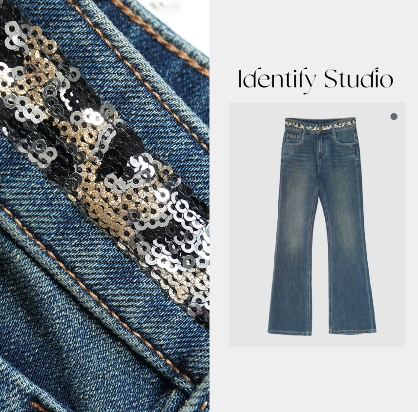 【陈书婷专属】秋夏法式设计欧美百搭时尚显瘦牛仔裤F08170