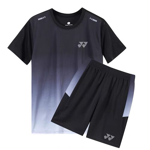 YY羽毛球服套装男女渐变色速干透气短袖运动服比赛训练服团购定制