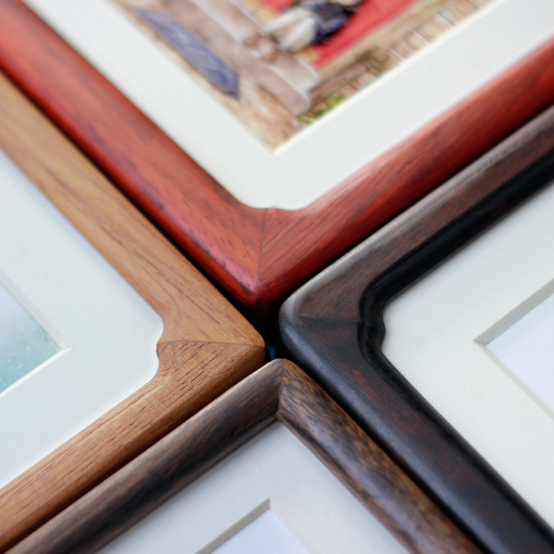 黑酸枝花样画框 红花梨红色相框A 柚木褐色镜框 本木本色 手工雕