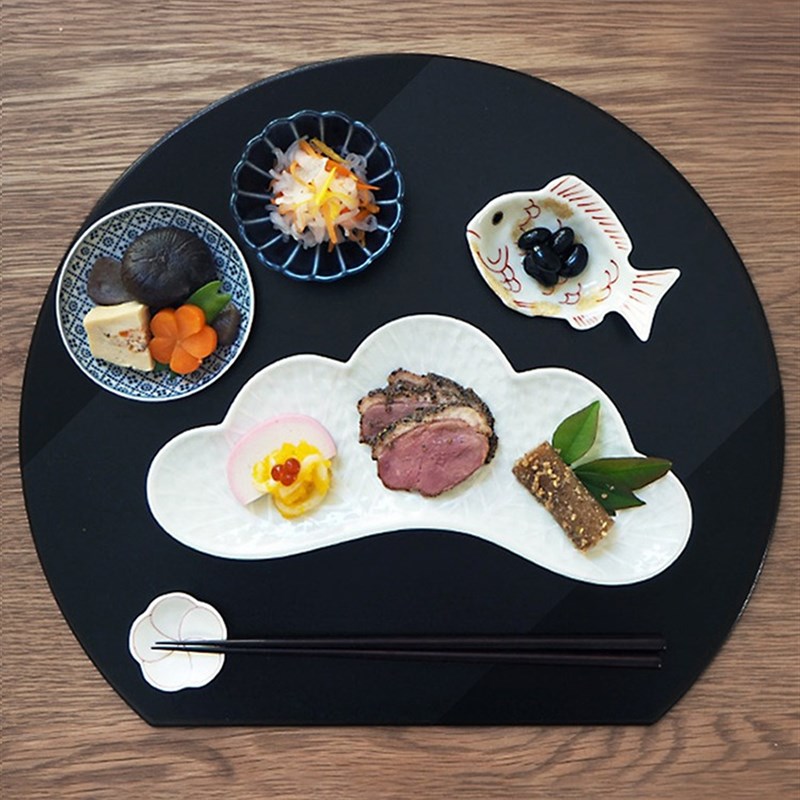 非遗漆器餐垫隔i热垫轻奢高级感圆形托盘日式防水防油日料西餐桌