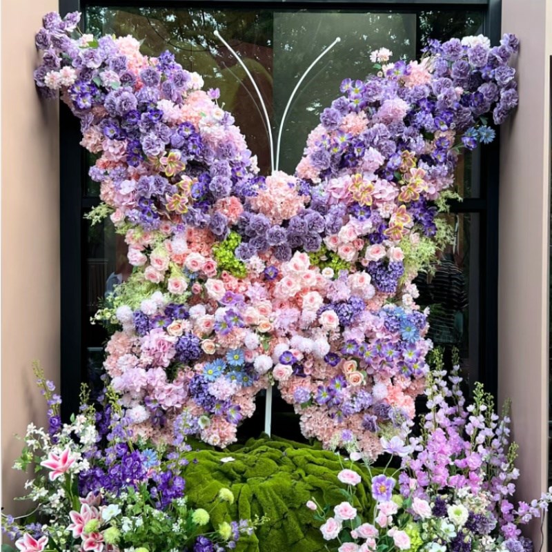 网红打卡巨型莫奈风仿真花蝴蝶骨z架DIY花艺室内橱窗商场活动布置