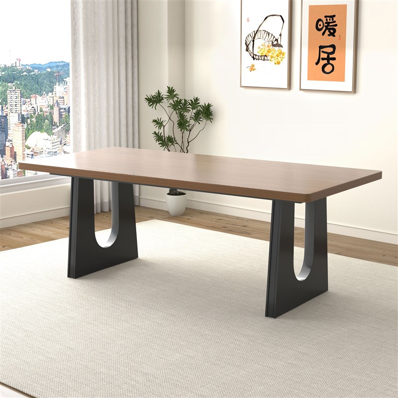 定制实木大板桌腿支架底r座现代简约大理石岩板餐桌脚铁艺支撑台