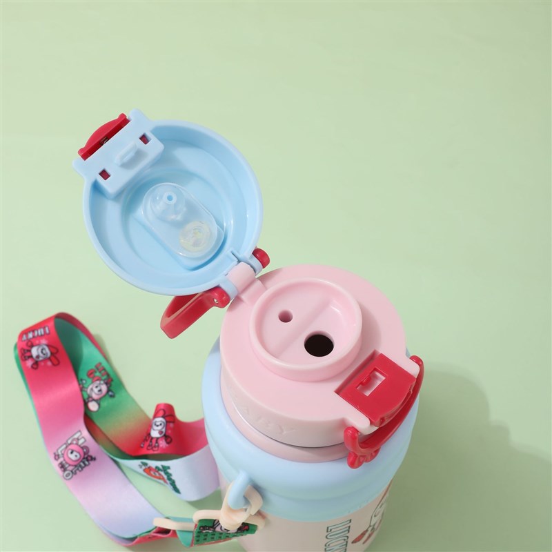 新款316不锈钢卡通可爱s保温杯户外便携吸管双饮水杯歪歪熊保温杯