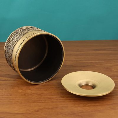 【高档】烟灰缸带盖灰防摔客厅家用防飞纯密封黄铜个性创意款黄铜