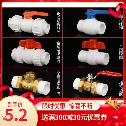 ppr热熔球阀开关大全PPR全塑钢芯带丝球阀自来水管全铜活接止回阀