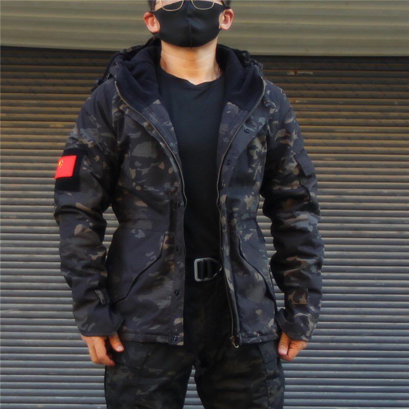 MEGE战术迷彩冲锋衣棉服加厚加绒内胆抓绒男冬季保暖防水防雨棉衣
