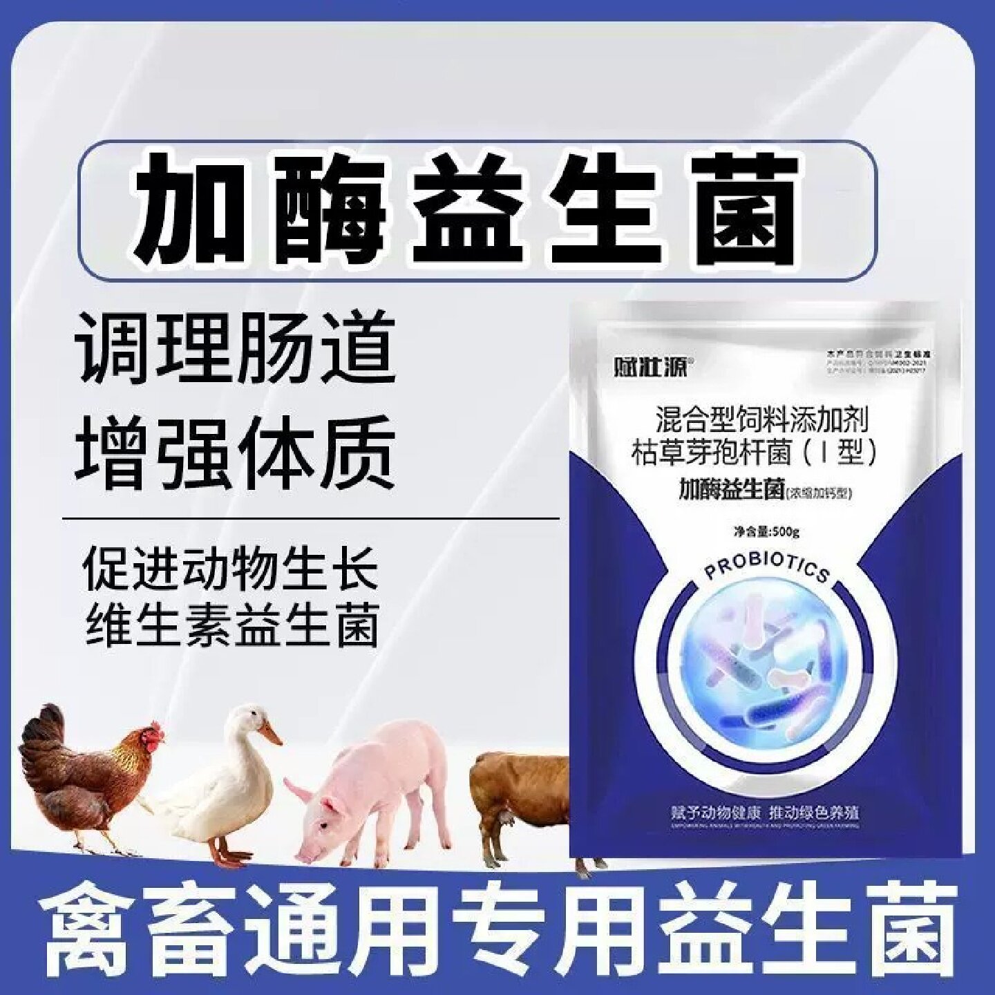 赋壮源加酶益生菌猪牛羊调理肠道促进吸收增强体质预防腹泻添加剂