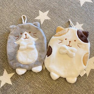 挂式可爱猫咪擦手巾加厚吸水卫生间浴室儿童干手毛巾卡通抹手布