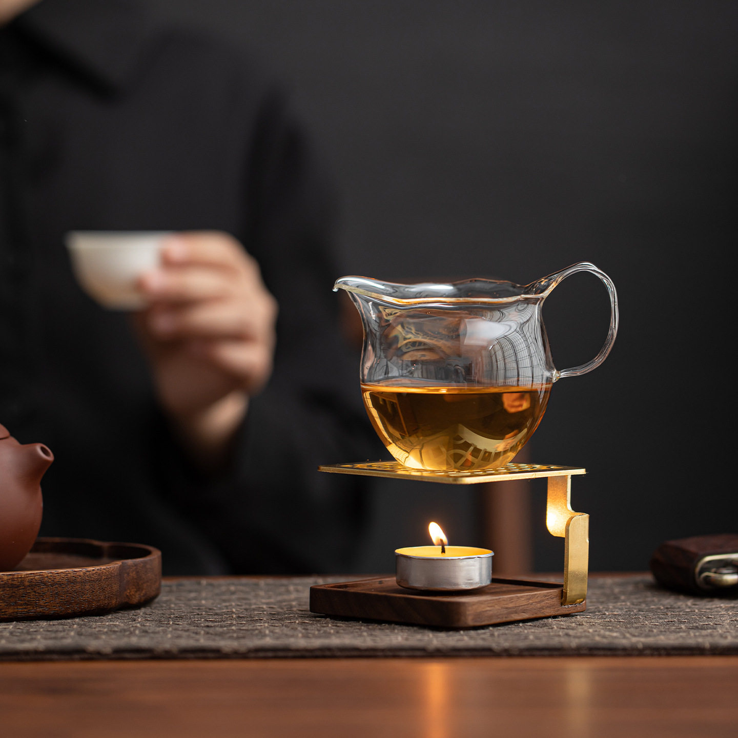 胡桃木萤窗小语温茶台家用蜡烛加热保温茶壶底座底托温茶烤茶器
