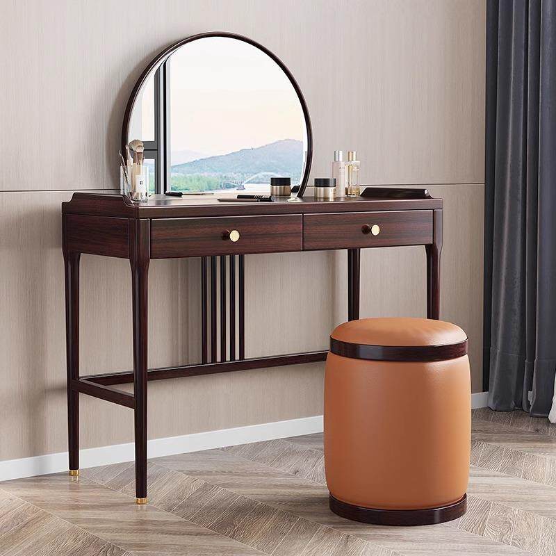 新中式乌金木实木梳妆台轻奢现代仿古卧室一体式化妆桌带妆镜组合
