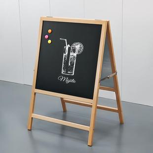 黑板木框双面吸磁易写易擦支架黑板咖啡店商店广告牌菜单板