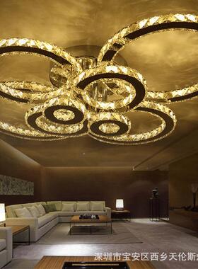 水晶灯卧室线切割吸顶灯创意过道灯圆形led客厅灯具调光无极智能