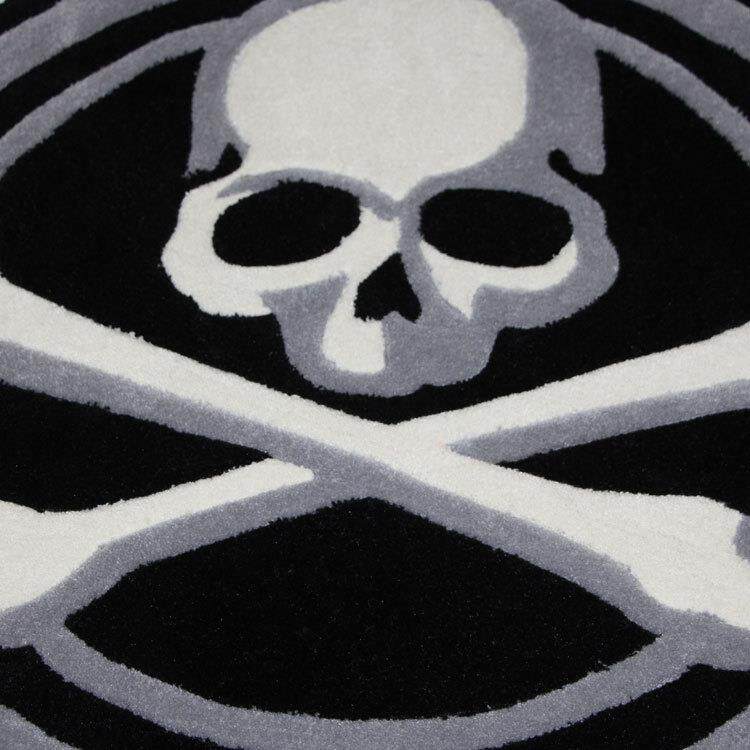 手工加厚腈纶个性骷髅圆形地毯 男孩卧室床边地毯转椅书桌椅子垫