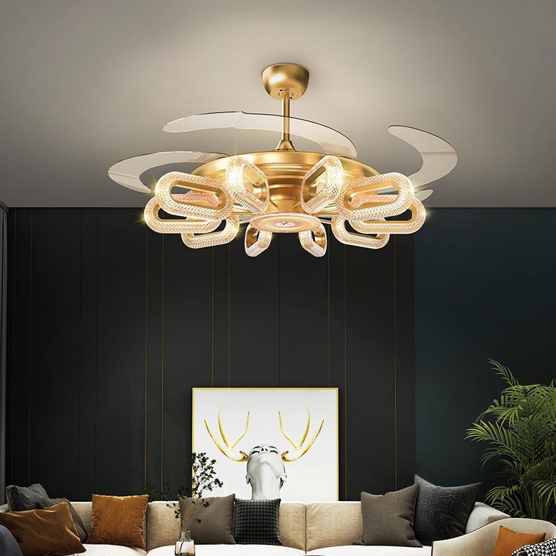 北欧风扇吊灯餐厅创意隐形风扇灯卧室现代简约家用一体吊扇灯客厅