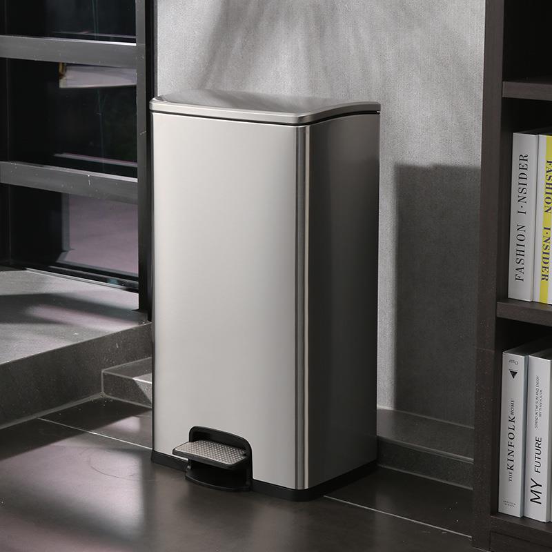 30升50L不锈钢脚踏式垃圾桶脚踩方形带盖厨房客厅商用大容量厕所