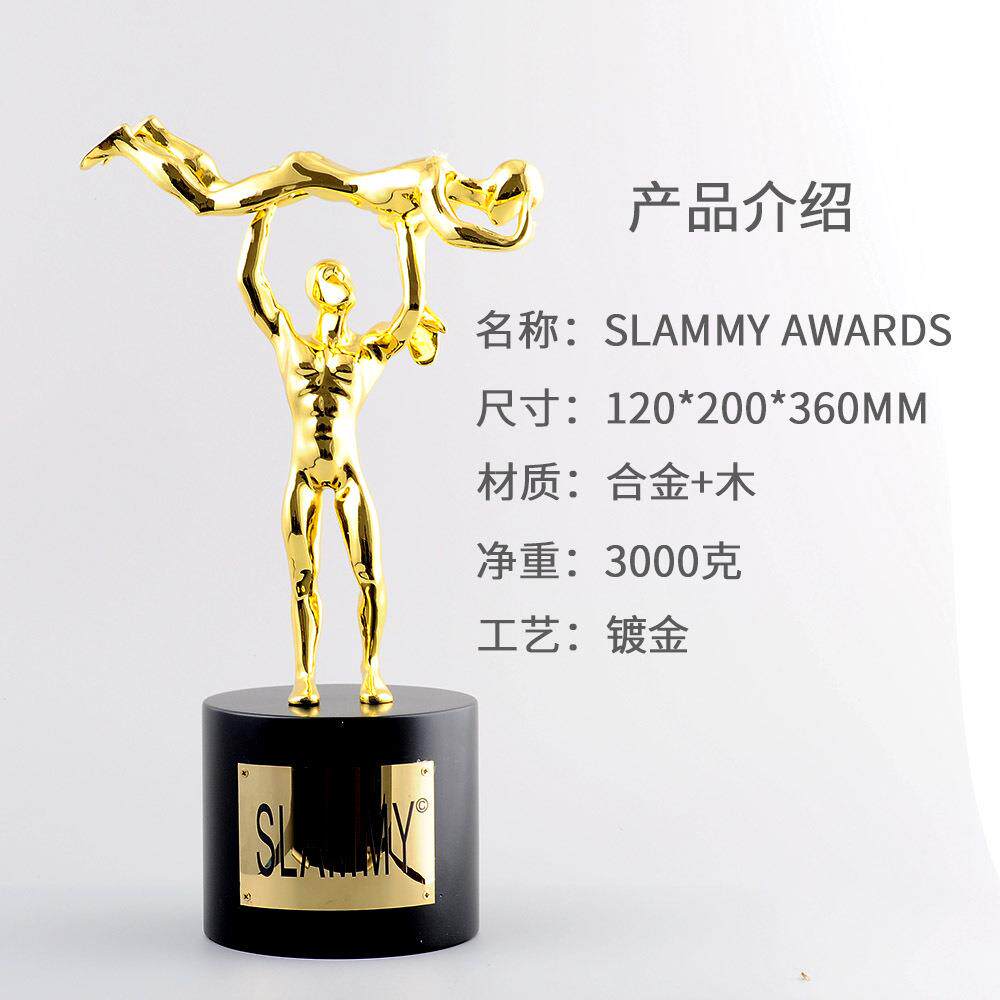 创意镀金小金人奖杯订 做金属奖杯定 制做SLAMMY AWARDS摔跤比赛