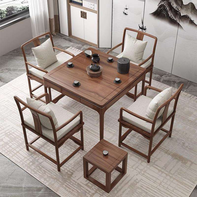 中式八仙桌实木四方桌茶桌打牌棋牌桌掼蛋桌简约正方形餐桌老榆木
