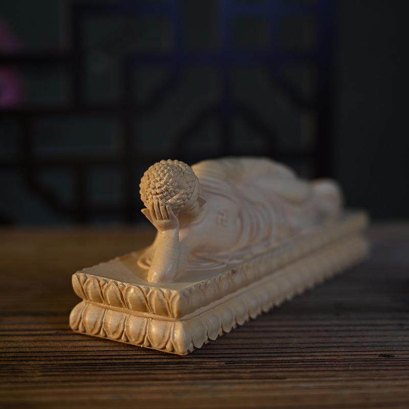 黄杨木雕刻卧佛释迦摩尼如来佛摆件汽车内饰办公室桌面工艺品摆件