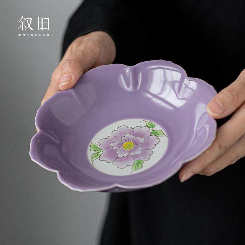 叙旧 新中式釉下彩紫色手绘花瓣壶承家用陶瓷盖碗茶托盘茶道配件,鲜花速递/花卉仿真/绿植园艺,割草机/草坪机,淘宝优惠券,粉丝福利购,淘宝优惠卷