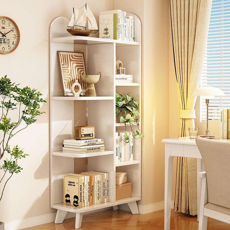 全实木置物架客厅靠墙转角书柜落地书架卧室拐角收纳架角落储物柜