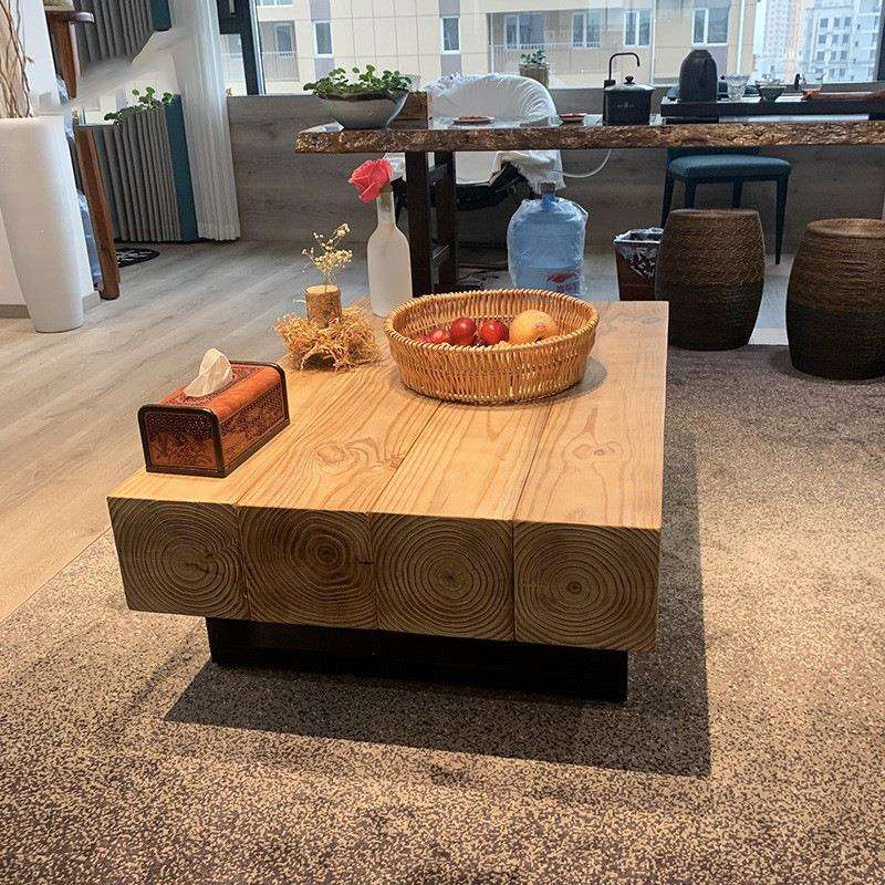 简约创意家具原木榻榻米小方桌小户型矮桌客厅实木拼接大板茶几