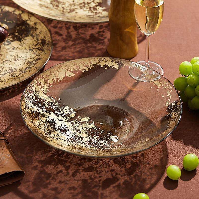 2022新款高端时尚水果盘大号水晶玻璃盘家用客厅茶几沙拉盘子轻奢