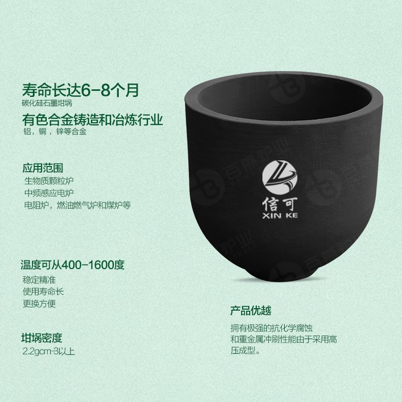 耐高温导热化炉业坩埚套高寿命慕熔铝炉配工具长耗材碳百硅耐腐蚀