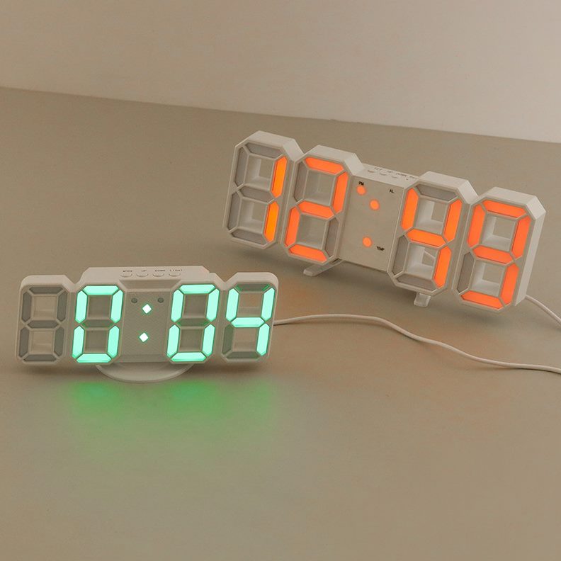 ins智能夜光时钟电子闹钟数字钟挂钟多功能简约LED3D创意韩国桌面
