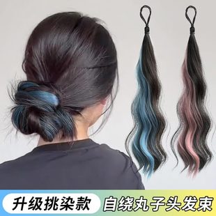 丸子头仿真花发盘发神器头束挑低扎发包发圈苞条假发式髻自绕染发