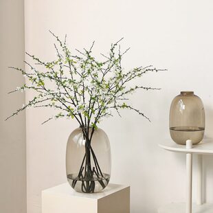 插花感花瓶摆件高档假花木绿植醉大轻奢雪玻璃客厅落地高级马肚柳