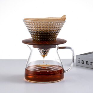 w过滤带盖杯0漏壶r滴分壶冲v6玻璃ert享a咖啡m过滤器手冲咖啡壶泡