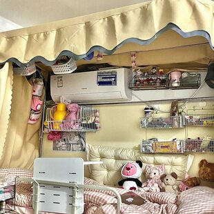挂墙置物架寝室床帘支架大学生上铺神器收纳挂袋靠枕好物床上宿舍