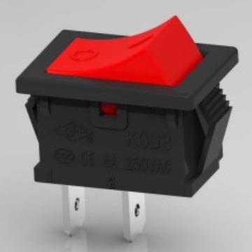 厂家直销上海永星KCD3复位两脚黑红小家电跷板开关