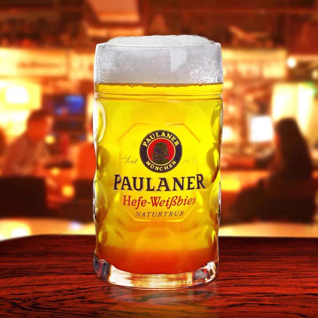 超大容量德国啤酒杯英n雄杯加厚带把扎啤杯精酿啤酒杯LOGO定制杯