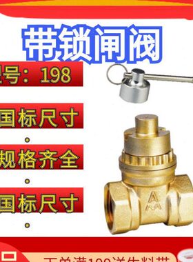 埃美柯198带锁闸阀dn20黄铜磁性带锁闸阀Z15W-16T开关防偷水家用