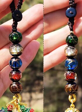 宫廷风同款北京香灰琉璃手串钥匙扣古法多宝吞金兽醒狮吊坠包挂件