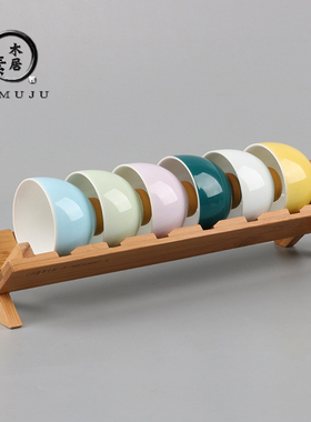 品茗杯收纳便g携式竹制凉杯架折叠茶杯托沥水实木功夫茶具茶道零