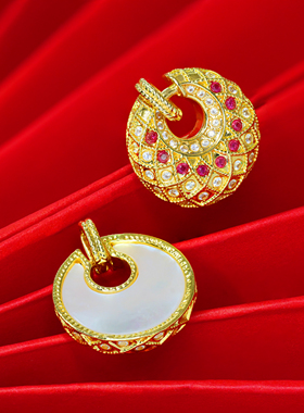 【店铺专属】通体18k金唐宫夜宴点钻唐彩吊坠 【QL07506】