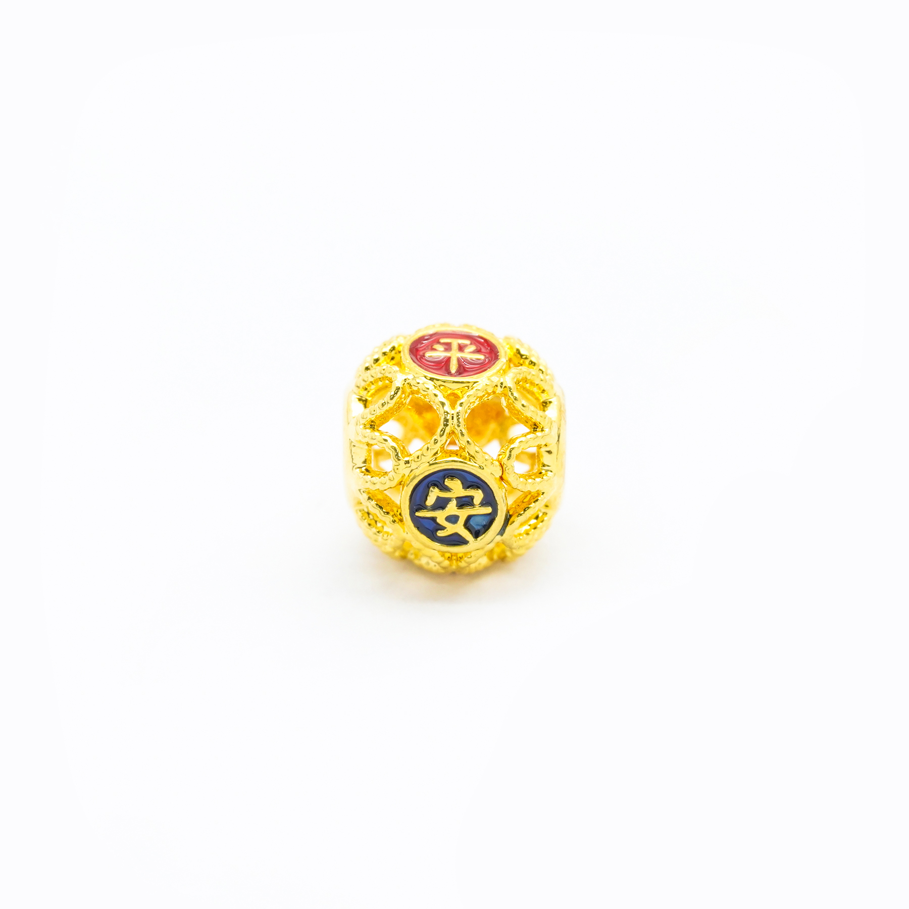 18k金珐琅平安喜乐花丝珠【QL07334】