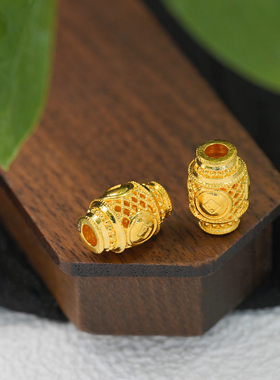 美菲品牌18k金钱币镂空桶珠时尚百搭DIY手链配件不脱模【WT0576】