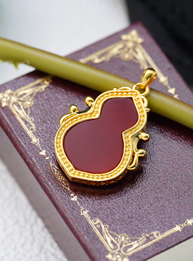 【店铺专属】18K金红玛瑙四美花丝葫芦吊坠 不脱模【WT0558】