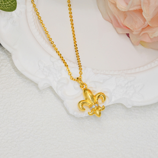 【店铺专属】18k金拉丝点钻鸢尾花吊坠  不脱模【WT0566】