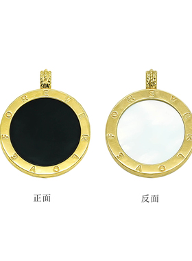 正品18k金双面玛瑙圆牌项链手链吊坠挂件轻奢小众百搭【QL06336】