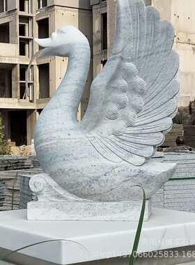 喷泉石雕天鹅大理石汉白玉吐水动物装饰小区绿化流水动物雕塑摆件