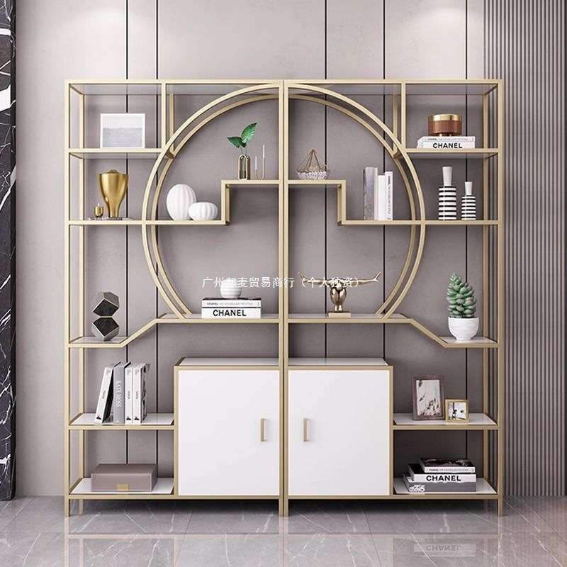 新中式博古架铁艺展示柜摆件产品架办公室隔断多格落地陈列架货架