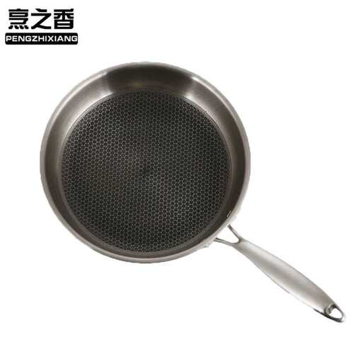 28CM蜂窝平底煎锅  炒菜锅家用平底锅定 制 不锈钢锅炒锅