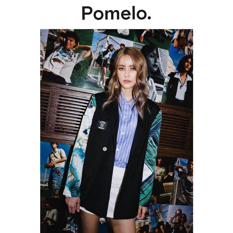Pomelo Pomelo x Dry Clean Only 抽象印花袖西装外套 - 黑色